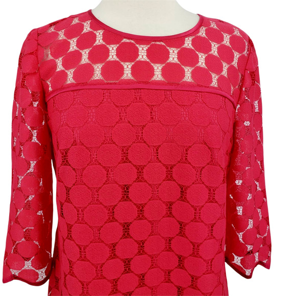 Adrianna Papell Sheer Illusion Hot Pink Sheath Dress US Size 10 - Picture 6 of 7